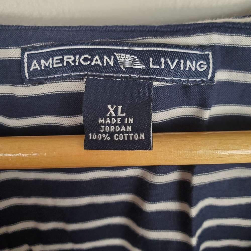 American Living By Ralph Lauren Navy and White Striped Top. XL. Nautical. B0025 - Picture 3 of 9